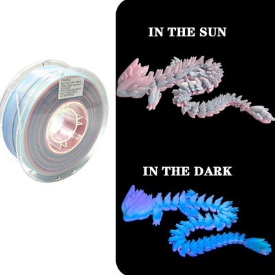 PINRUI Glow Rainbow PLA 1kg 1.75mm Thay đổi màu sắc trong bóng tối cho máy in 3D